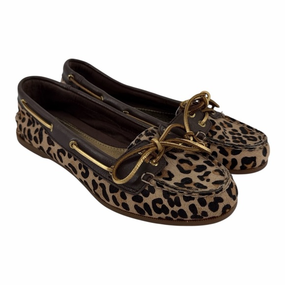 Sperry Shoes - Sperry Top Sider Women's Size 6 Shoes Leopard Print Calf Hair & Leather Slip On
